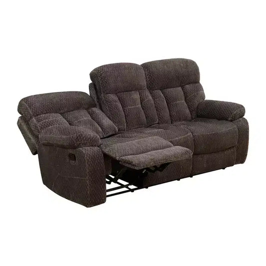 Canapé inclinable MAYEERTY, fauteuil inclinable 3 places en tissu respirant anti-boulochage avec porte-gobelet relevable pour salon, marron