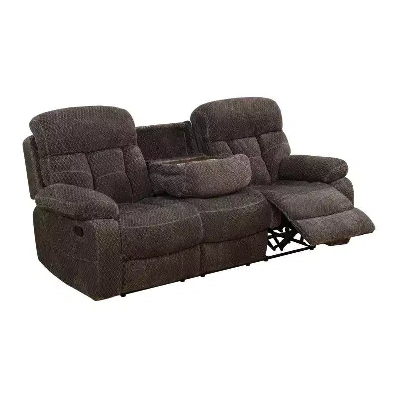 Canapé inclinable MAYEERTY, fauteuil inclinable 3 places en tissu respirant anti-boulochage avec porte-gobelet relevable pour salon, marron
