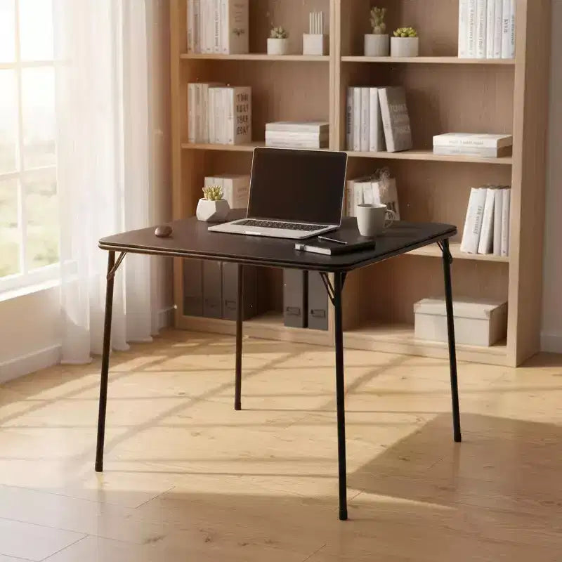 Ensemble table et chaise pliantes 2 pièces FurnitureR pour 1 personne, table de jeu carrée peu encombrante avec tabouret simple, idéal pour les petits espaces, la maison, le patio, noir