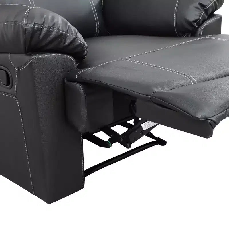 MAYEERTY Canapé inclinable, 3 places, en semi-cuir PU respirant avec dossiers réglables pour salon, noir