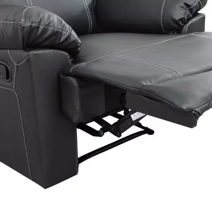 MAYEERTY Canapé inclinable, 3 places, en semi-cuir PU respirant avec dossiers réglables pour salon, noir