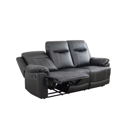 MAYEERTY Canapé inclinable, 3 places, en semi-cuir PU respirant avec dossiers réglables pour salon, noir