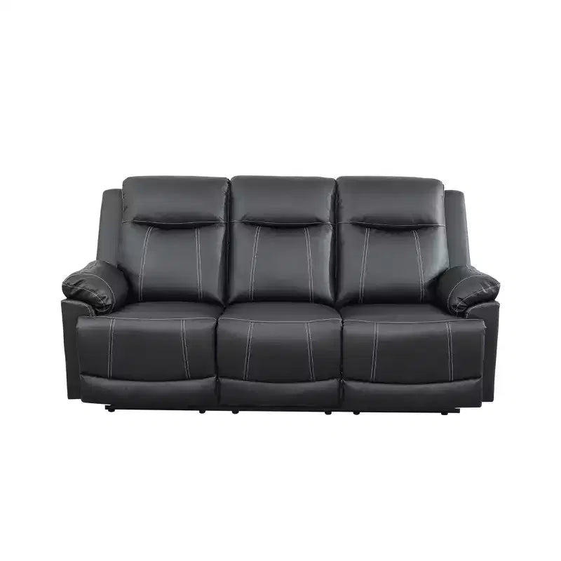 MAYEERTY Canapé inclinable, 3 places, en semi-cuir PU respirant avec dossiers réglables pour salon, noir