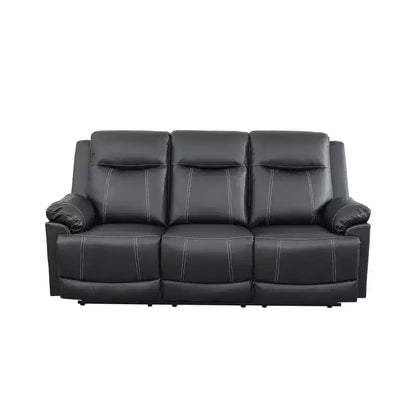 MAYEERTY Canapé inclinable, 3 places, en semi-cuir PU respirant avec dossiers réglables pour salon, noir