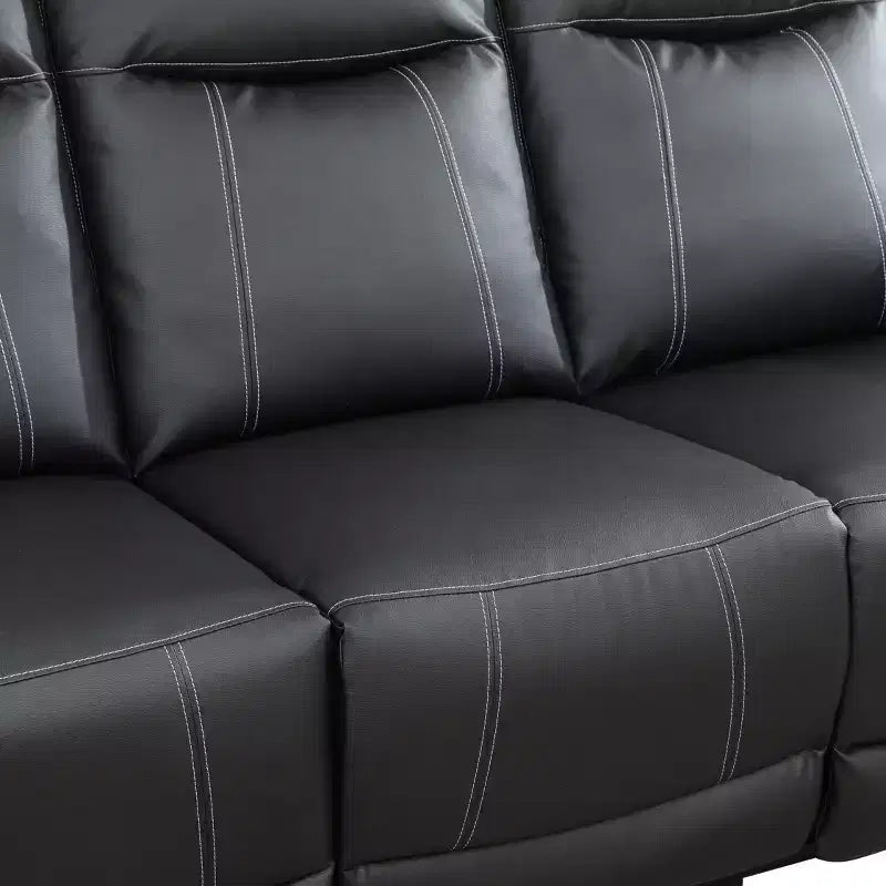 MAYEERTY Canapé inclinable, 3 places, en semi-cuir PU respirant avec dossiers réglables pour salon, noir