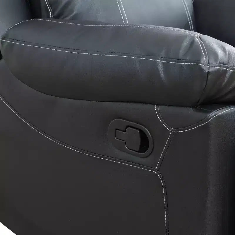 MAYEERTY Canapé inclinable, 3 places, en semi-cuir PU respirant avec dossiers réglables pour salon, noir