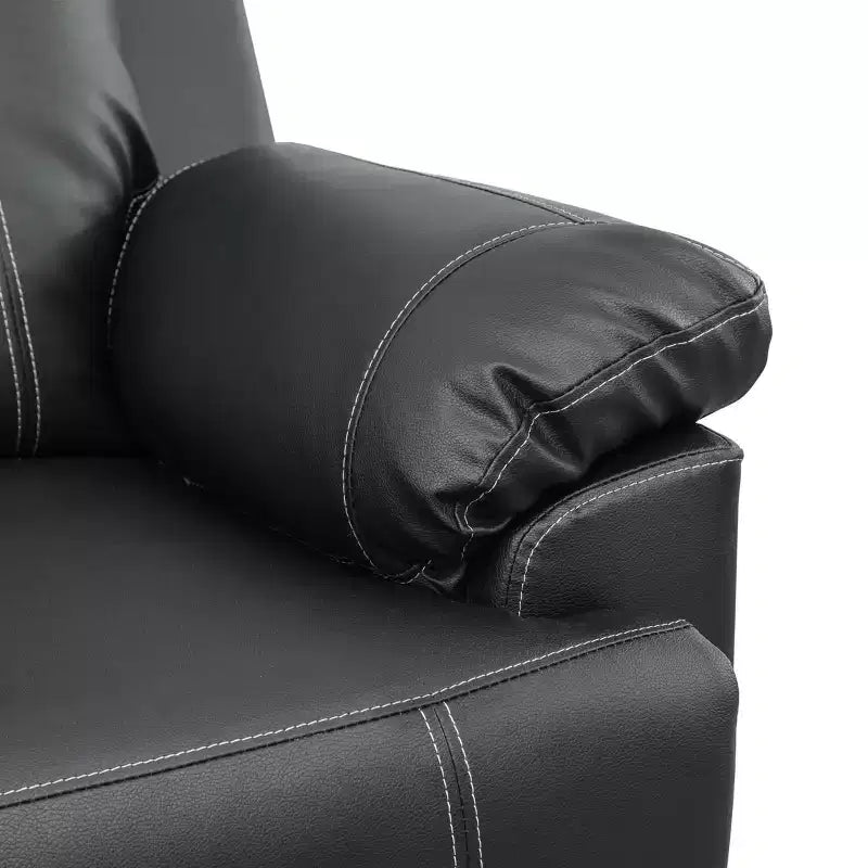 MAYEERTY Canapé inclinable, 3 places, en semi-cuir PU respirant avec dossiers réglables pour salon, noir