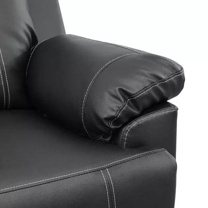 MAYEERTY Canapé inclinable, 3 places, en semi-cuir PU respirant avec dossiers réglables pour salon, noir