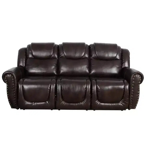 Canapé inclinable MAYEERTY, fauteuil inclinable 3 places en cuir respirant avec table basse réversible pour salon, expresso