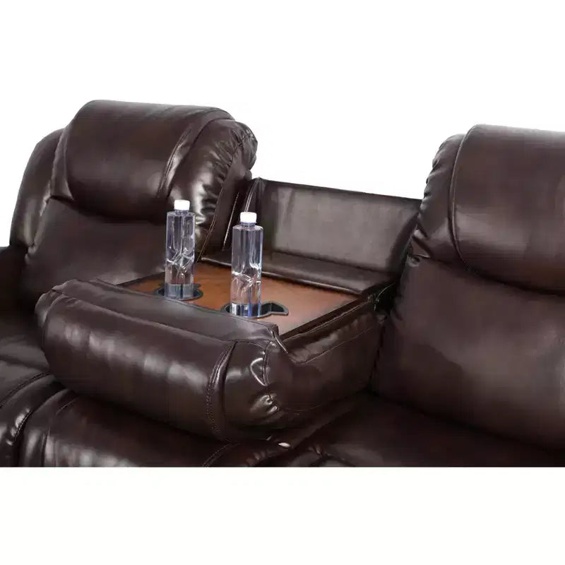Canapé inclinable MAYEERTY, fauteuil inclinable 3 places en cuir respirant avec table basse réversible pour salon, expresso