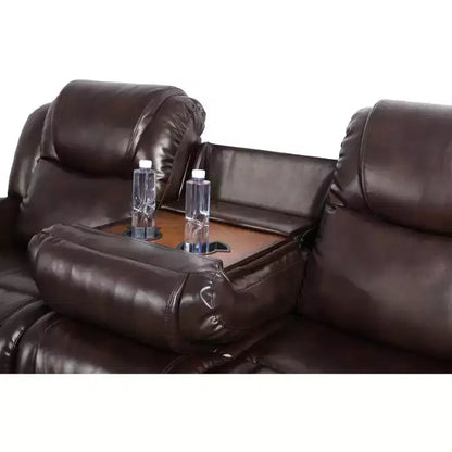 Canapé inclinable MAYEERTY, fauteuil inclinable 3 places en cuir respirant avec table basse réversible pour salon, expresso