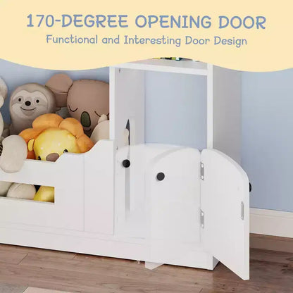 Étagère à Livres pour Enfants en Bois avec Rangement de Jouets, Bibliothèque pour Tout-Petits avec Lumière à Détecteur de Mouvement, Design Maison de Poupée pour Salle de Jeux, Chambre et Salle de Classe