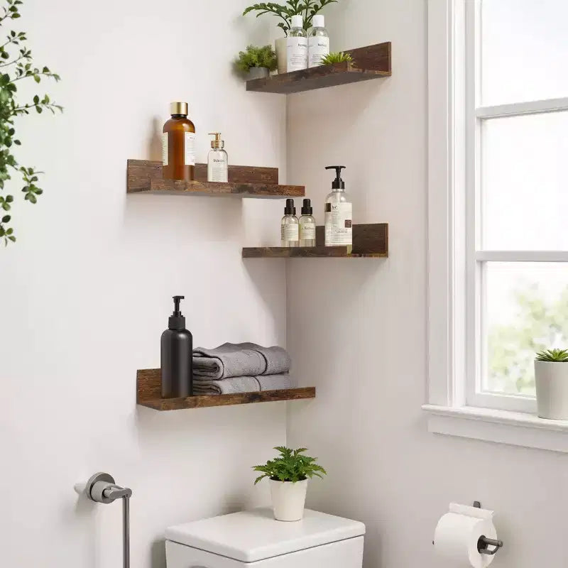 Étagères flottantes en bois FurnitureR pour mur, étagères flottantes rustiques en bois de 40 cm de large, support mural pour salon, marron