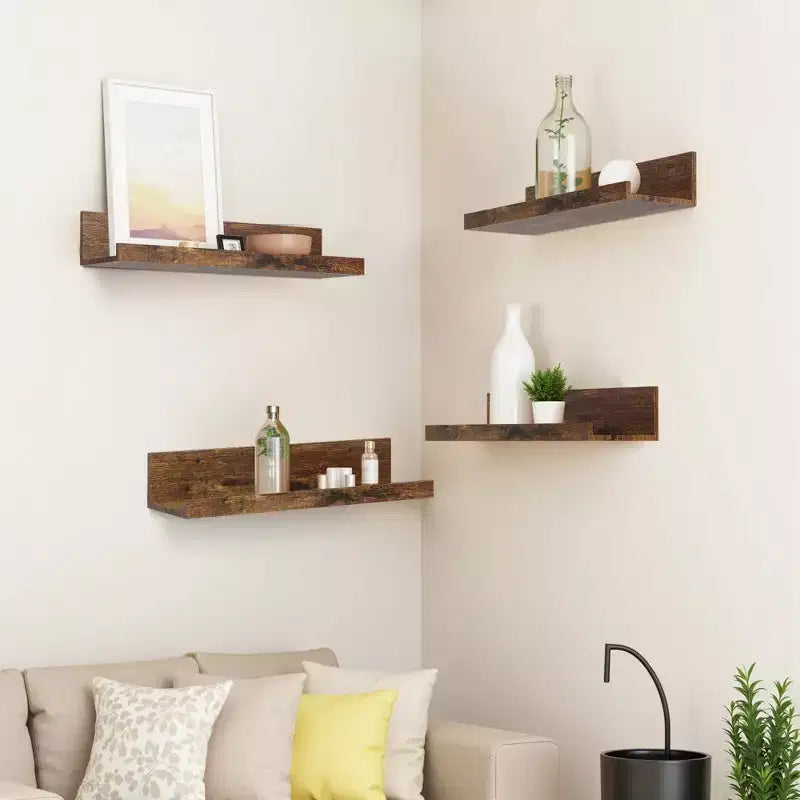 Étagères flottantes en bois FurnitureR pour mur, étagères flottantes rustiques en bois de 40 cm de large, support mural pour salon, marron