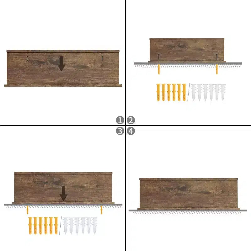 Étagères flottantes en bois FurnitureR pour mur, étagères flottantes rustiques en bois de 40 cm de large, support mural pour salon, marron