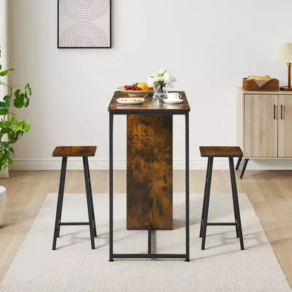 Table et chaises hautes de bar, ensemble de 2 petites tables hautes de cuisine pour 2 personnes, 3 grandes étagères de rangement peu encombrantes pour dîner, pub, petit-déjeuner, brunch