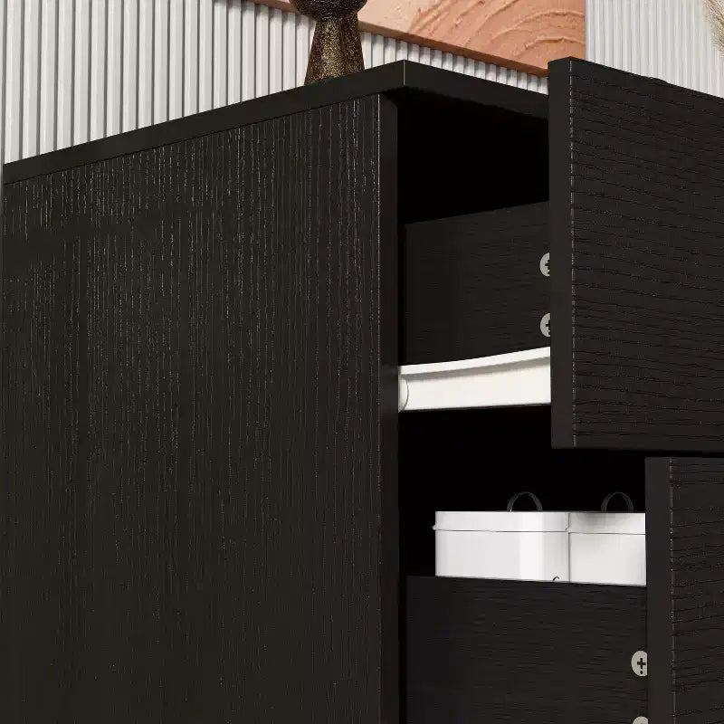 Famapy Commode Grande Table de Chevet avec 3 Tiroirs et Accents Métalliques Meuble de Rangement