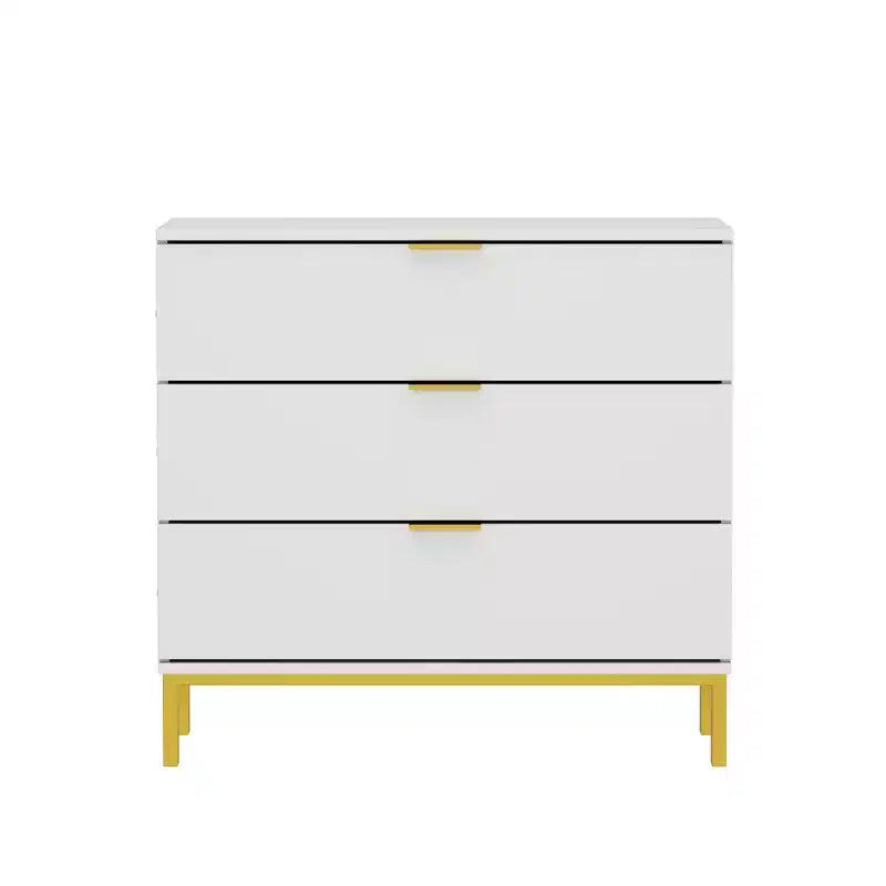 Famapy Commode Grande Table de Chevet avec 3 Tiroirs et Accents Métalliques Meuble de Rangement