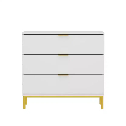Famapy Commode Grande Table de Chevet avec 3 Tiroirs et Accents Métalliques Meuble de Rangement