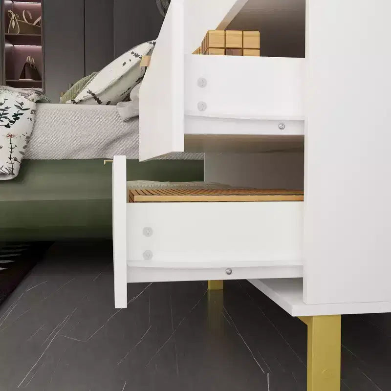 Famapy Commode Grande Table de Chevet avec 3 Tiroirs et Accents Métalliques Meuble de Rangement