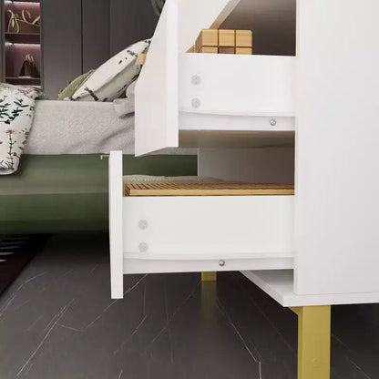 Famapy Commode Grande Table de Chevet avec 3 Tiroirs et Accents Métalliques Meuble de Rangement