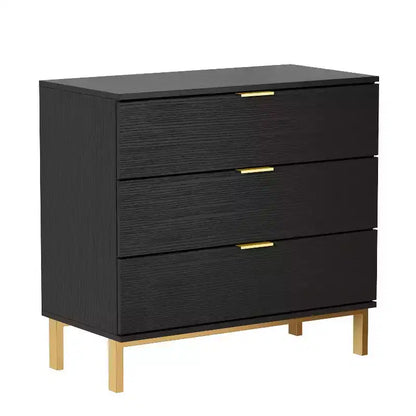 Famapy Commode Grande Table de Chevet avec 3 Tiroirs et Accents Métalliques Meuble de Rangement