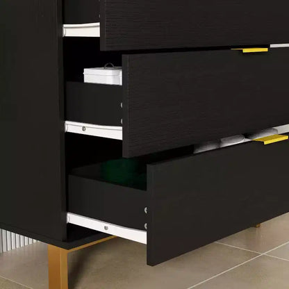 Famapy Commode Grande Table de Chevet avec 3 Tiroirs et Accents Métalliques Meuble de Rangement