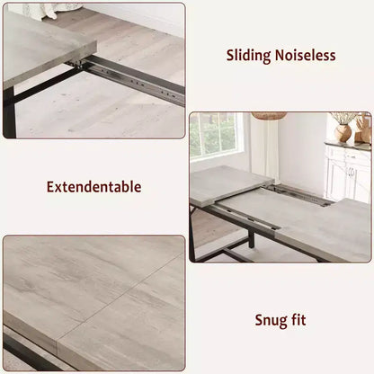 63 Ensemble de table à manger pour 4-8 personnes, grand ensemble de table de cuisine extensible avec 2 bancs rembourrés pour 6 personnes, ensemble de table à manger rectangulaire 3 pièces pour 4 personnes