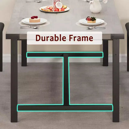 63 Ensemble de table à manger pour 4-8 personnes, grand ensemble de table de cuisine extensible avec 2 bancs rembourrés pour 6 personnes, ensemble de table à manger rectangulaire 3 pièces pour 4 personnes