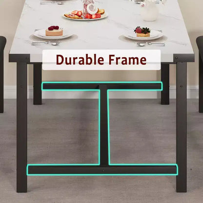 63 Ensemble de table à manger pour 4-8 personnes, grand ensemble de table de cuisine extensible avec 2 bancs rembourrés pour 6 personnes, ensemble de table à manger rectangulaire 3 pièces pour 4 personnes