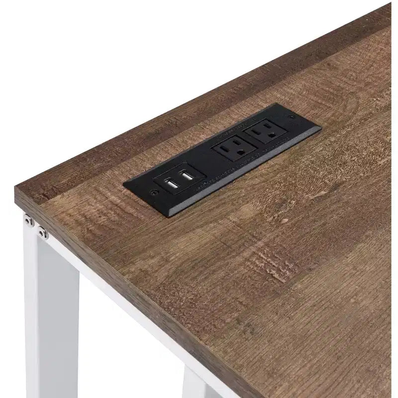 Okak 47 pouces Bureau informatique moderne avec pieds élégants en forme de L, Bureau d'ordinateur avec cadre métallique, Bureau d'écriture pour le bureau, le salon, la chambre à coucher