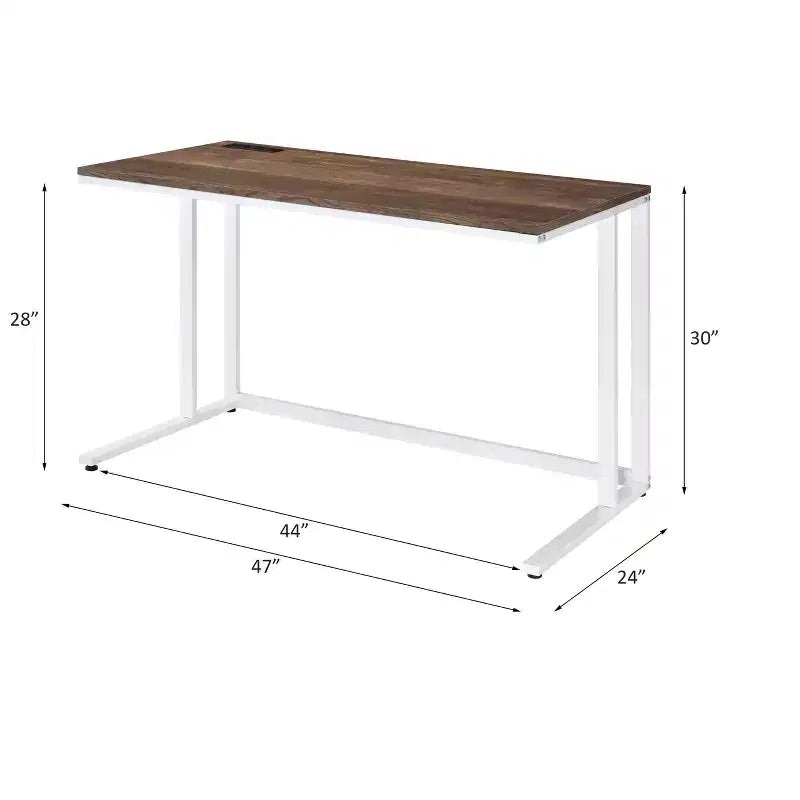 Okak 47 pouces Bureau informatique moderne avec pieds élégants en forme de L, Bureau d'ordinateur avec cadre métallique, Bureau d'écriture pour le bureau, le salon, la chambre à coucher