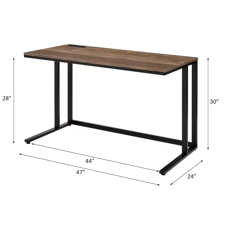 Okak 47 pouces Bureau informatique moderne avec pieds élégants en forme de L, Bureau d'ordinateur avec cadre métallique, Bureau d'écriture pour le bureau, le salon, la chambre à coucher
