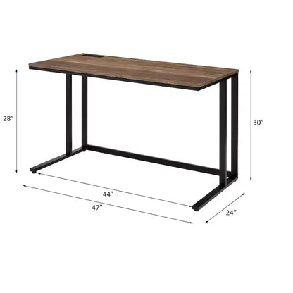 Okak 47 pouces Bureau informatique moderne avec pieds élégants en forme de L, Bureau d'ordinateur avec cadre métallique, Bureau d'écriture pour le bureau, le salon, la chambre à coucher