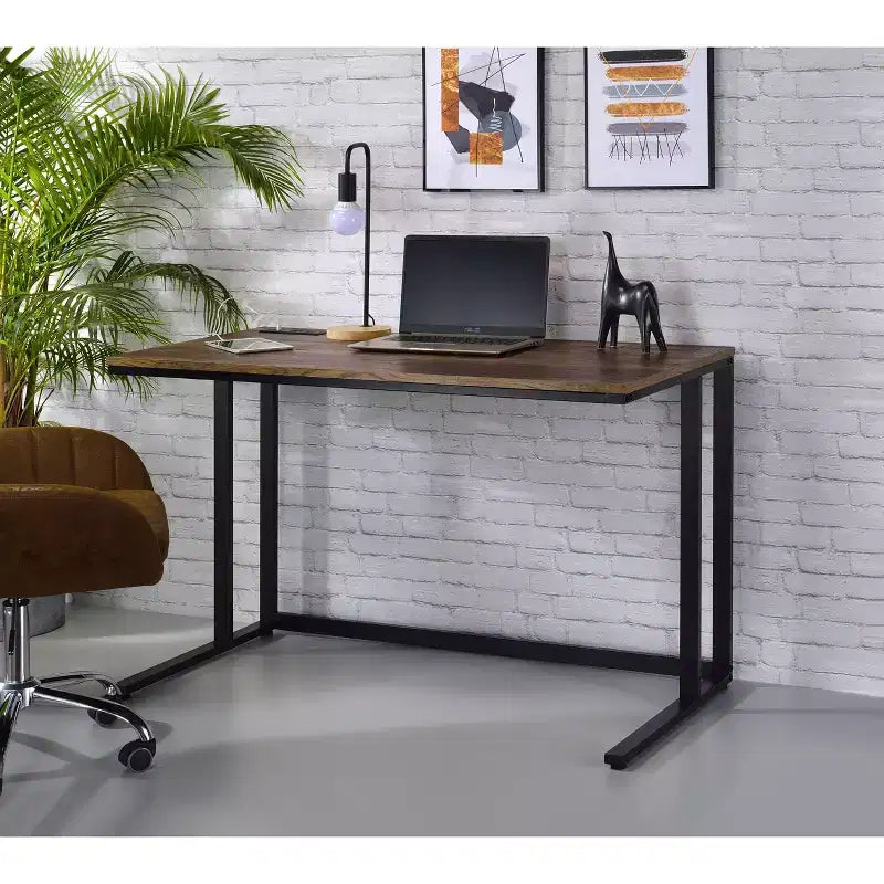 Okak 47IN Modern Computer Desk with Elegent L-Shape Legs, Office Desk with Metal Frame, Writing Desk for Office, Living Room, Bedroom
