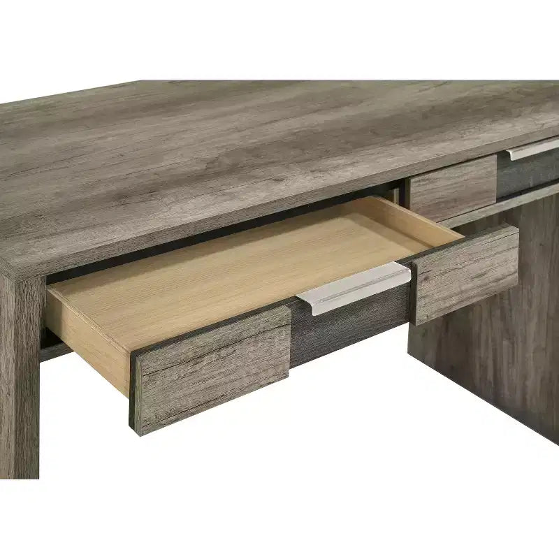 Okak Bureau Moderne 121,7 cm avec Texture Marbre/Grain de Bois, Bureau Informatique avec 2 Tiroirs de Rangement, Bureau Debout pour Salon, Bureau, Étude