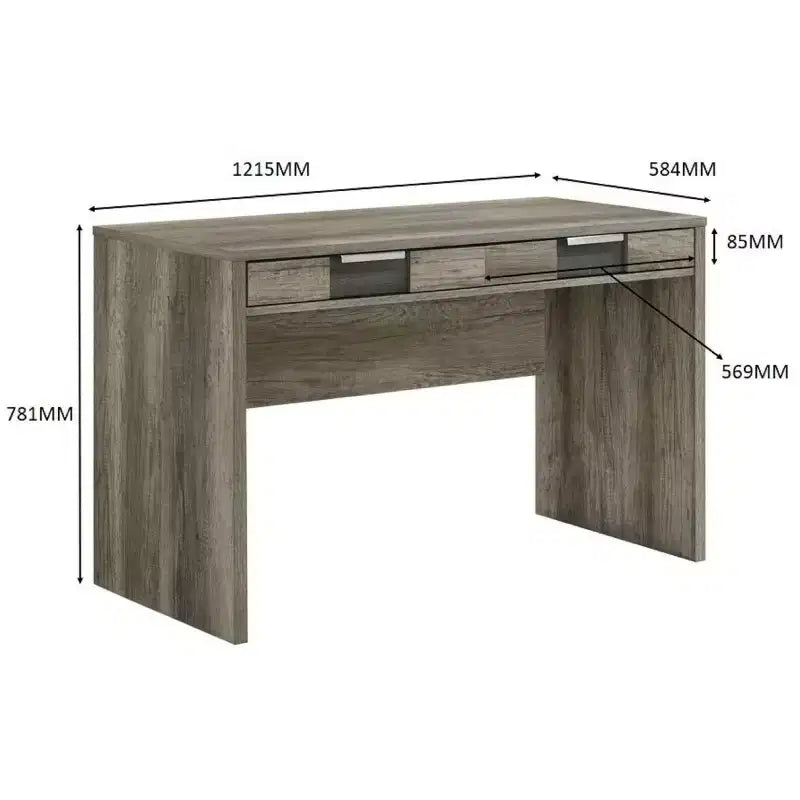 Okak Bureau Moderne 121,7 cm avec Texture Marbre/Grain de Bois, Bureau Informatique avec 2 Tiroirs de Rangement, Bureau Debout pour Salon, Bureau, Étude