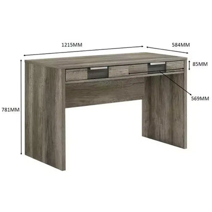 Okak Bureau Moderne 121,7 cm avec Texture Marbre/Grain de Bois, Bureau Informatique avec 2 Tiroirs de Rangement, Bureau Debout pour Salon, Bureau, Étude