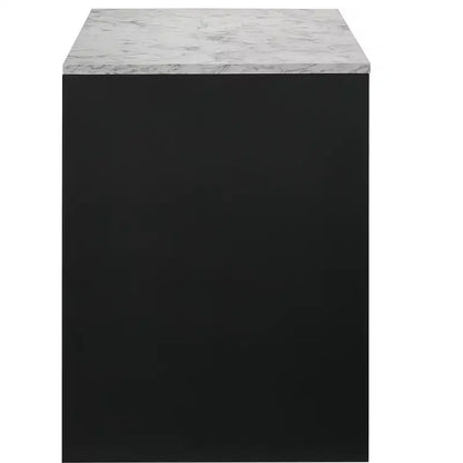 Okak Bureau Moderne 121,7 cm avec Texture Marbre/Grain de Bois, Bureau Informatique avec 2 Tiroirs de Rangement, Bureau Debout pour Salon, Bureau, Étude