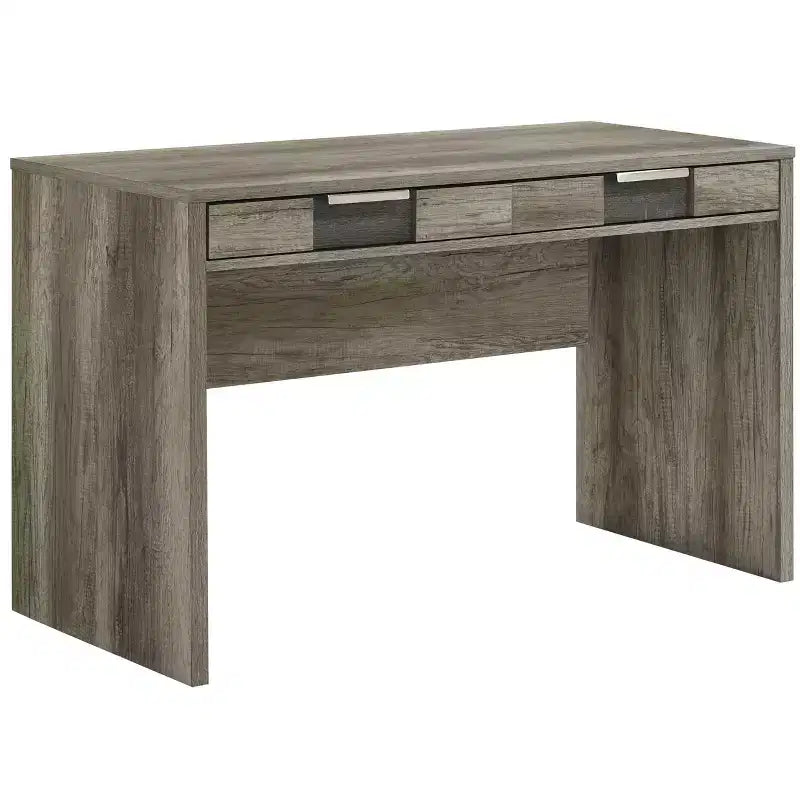 Okak Bureau Moderne 121,7 cm avec Texture Marbre/Grain de Bois, Bureau Informatique avec 2 Tiroirs de Rangement, Bureau Debout pour Salon, Bureau, Étude