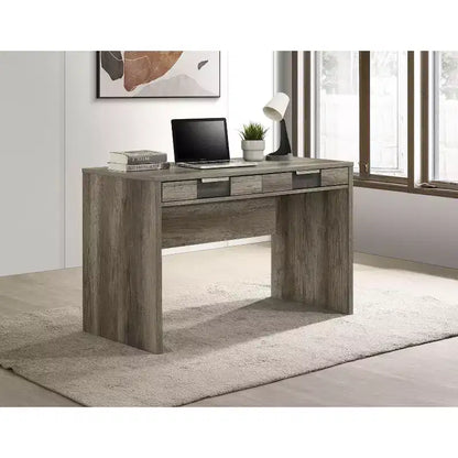 Okak Bureau Moderne 121,7 cm avec Texture Marbre/Grain de Bois, Bureau Informatique avec 2 Tiroirs de Rangement, Bureau Debout pour Salon, Bureau, Étude