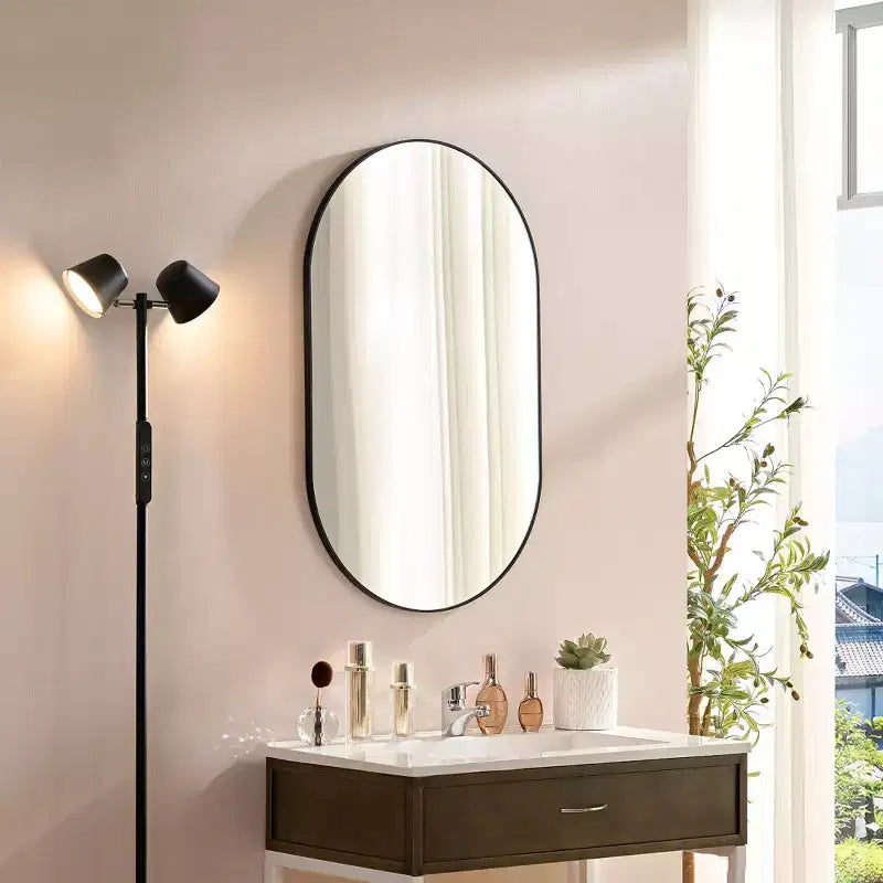 Okak 40/36IN Modern Oval Bathroom Mirror, Oval Mirror with Aluminum Frame, Wall Mirror for Bathroom, Living Room, Bedroom