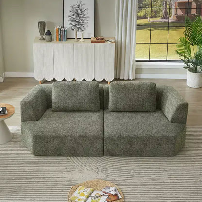 Canapé-lit futon pliable convertible moderne Okak pour salon ou chambre, canapé profond avec dossier confortable et couverture coussinée