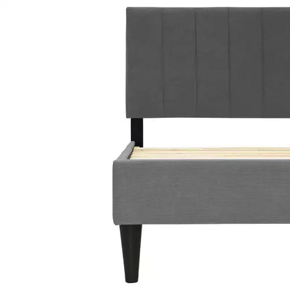 Lit plateforme tapissé de velours Okak, taille jumeau, avec sommier à lattes en bois, lit simple moderne pour chambre à coucher, chambre d'enfant