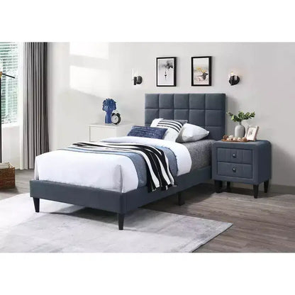 Lit plateforme tapissé de velours Okak, taille jumeau, avec sommier à lattes en bois, lit simple moderne pour chambre à coucher, chambre d'enfant