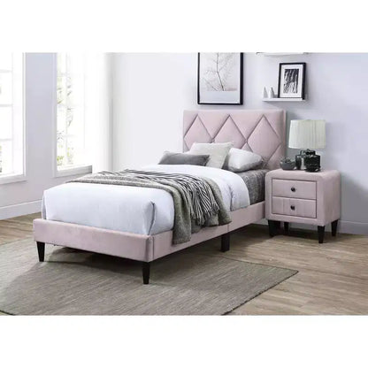 Lit plateforme tapissé de velours Okak, taille jumeau, avec sommier à lattes en bois, lit simple moderne pour chambre à coucher, chambre d'enfant