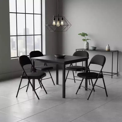 Homy Casa Metal Folding Dining Chairs with Padded Seat and Backrest, Space-Saving Design for Indoor & Outdoor Use, Set of 4, Black
