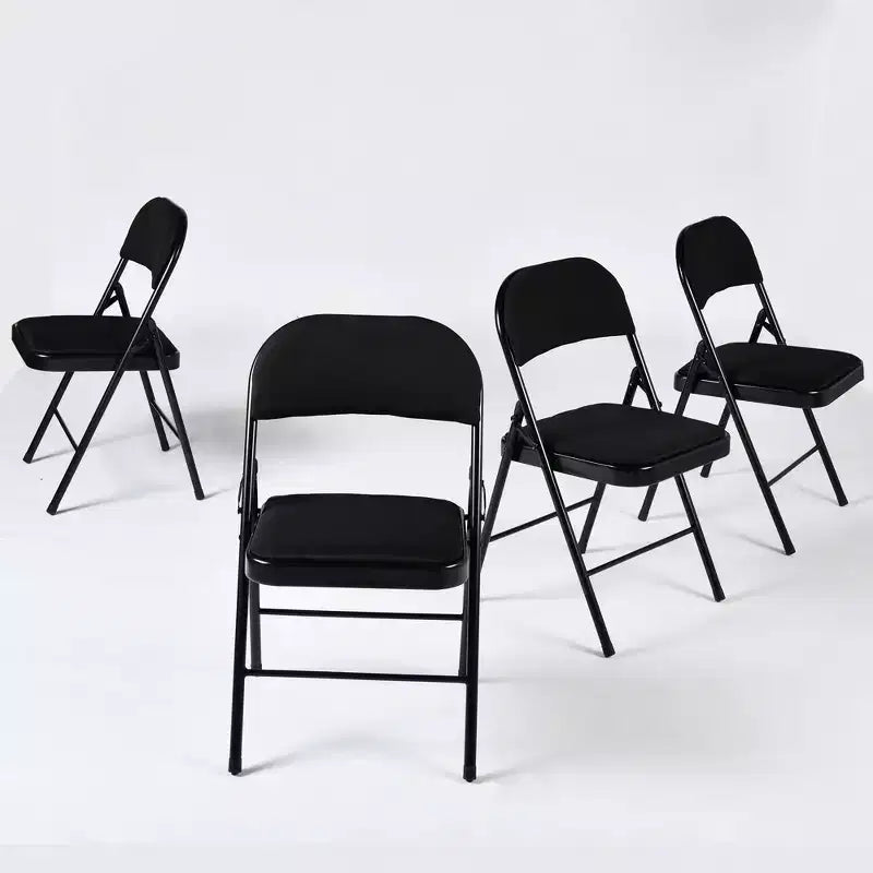 Homy Casa Chaises pliantes de salle à manger en métal avec assise et dossier rembourrés, design compact pour usage intérieur et extérieur, lot de 4, noir