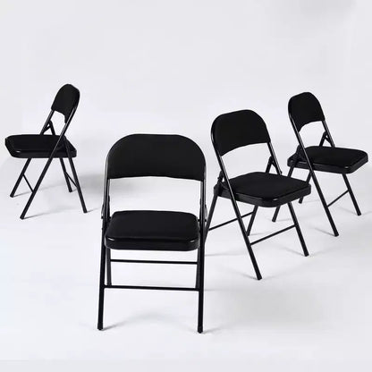 Homy Casa Chaises pliantes de salle à manger en métal avec assise et dossier rembourrés, design compact pour usage intérieur et extérieur, lot de 4, noir
