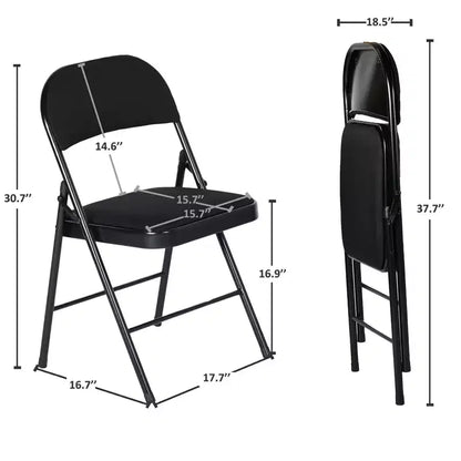 Homy Casa Chaises pliantes de salle à manger en métal avec assise et dossier rembourrés, design compact pour usage intérieur et extérieur, lot de 4, noir